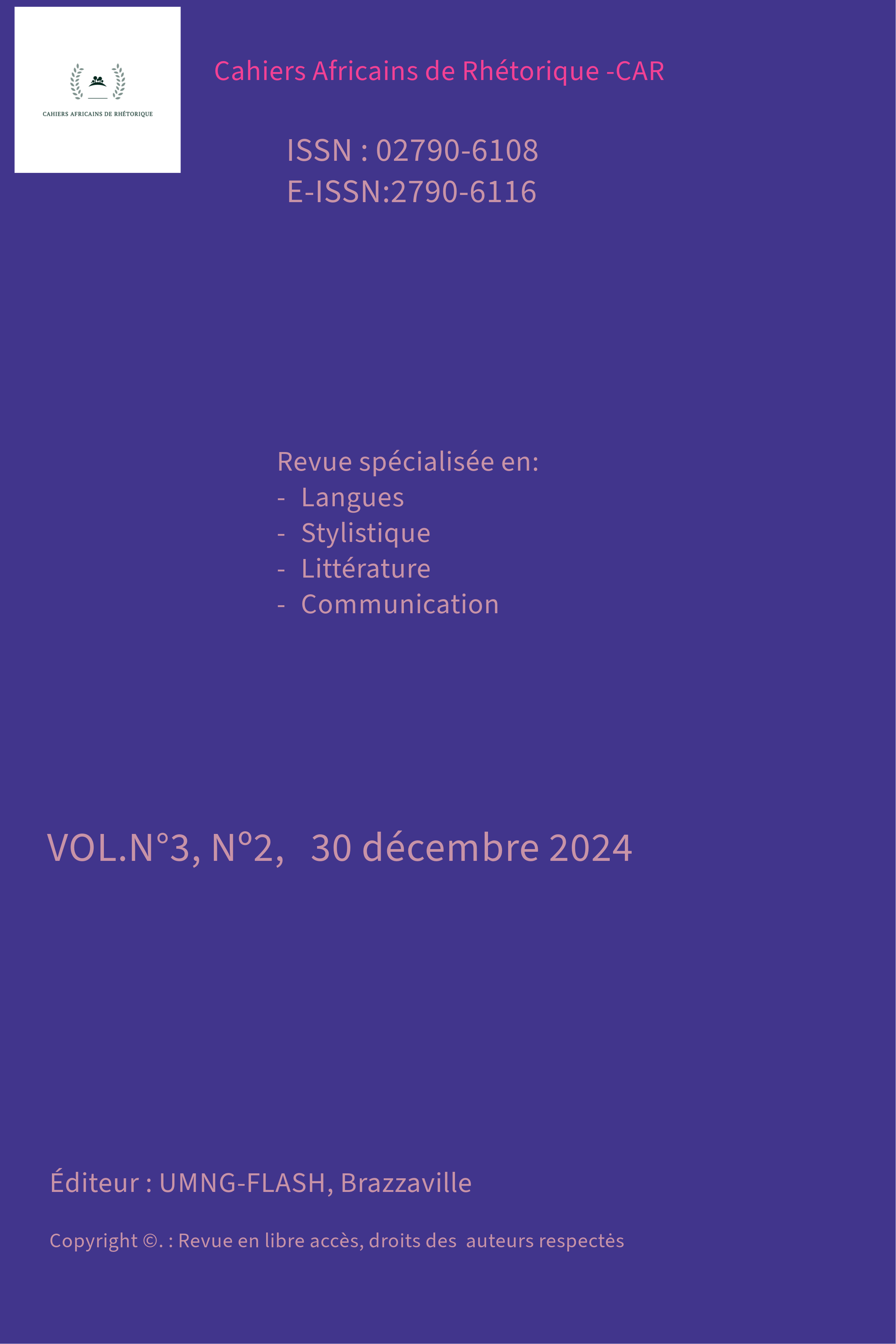 Couverture originale CAR — 2024, n° 2