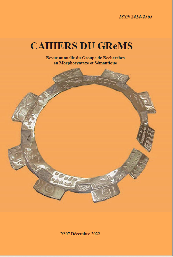 No 7 (2022): Les Cahiers du GREMS