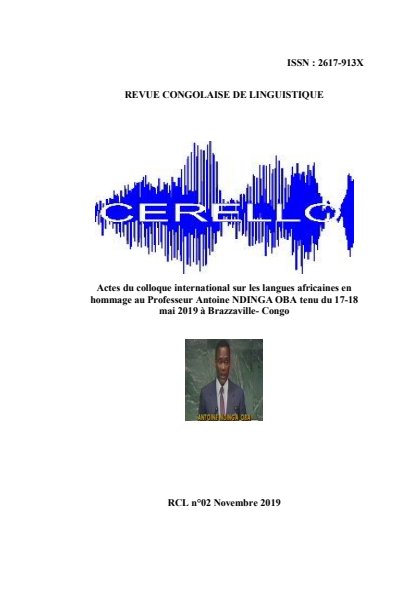 Couverture originale, Revue Congolaise de Linguistique n° 2 (2019)