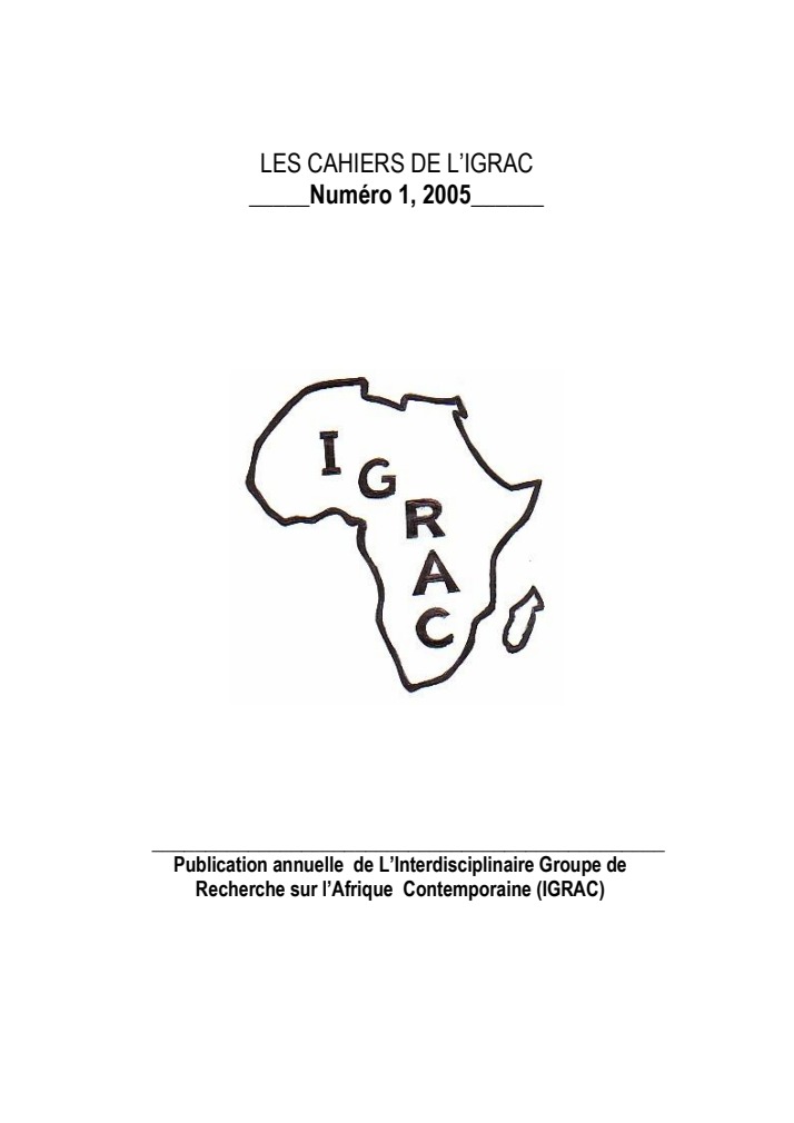 Couverture originale des Cahiers de l’IGRAC, n° 1 (2005)
