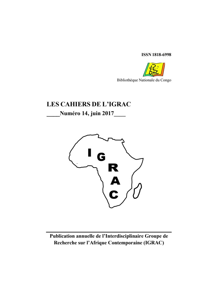 Couverture originale des Cahiers de l’IGRAC, n° 14 (2017)
