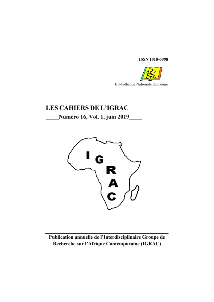 Couverture originale des Cahiers de l’IGRAC, n° 16 (2019)