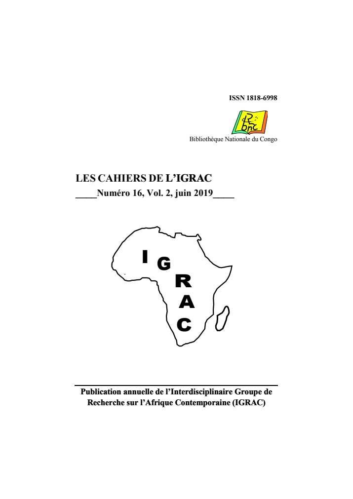 Couverture originale des Cahiers de l’IGRAC, n° 16 (2019)