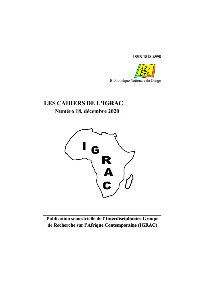 Couverture originale des Cahiers de l’IGRAC, n° 18 (2020)