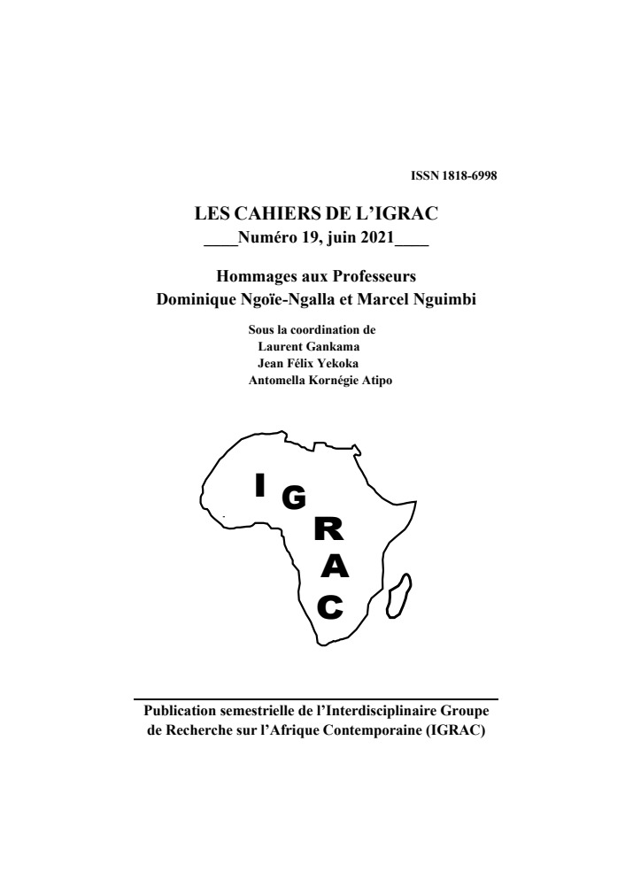 Couverture originale des Cahiers de l’IGRAC, n° 19 (2021)