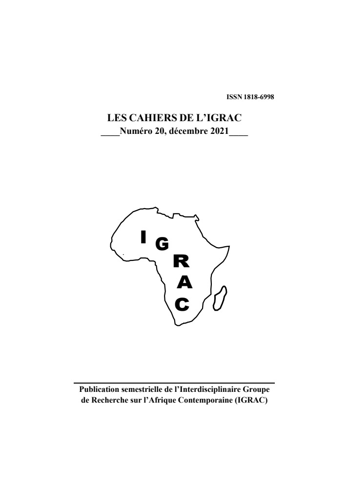 Couverture originale des Cahiers de l’IGRAC, n° 20 (2021)