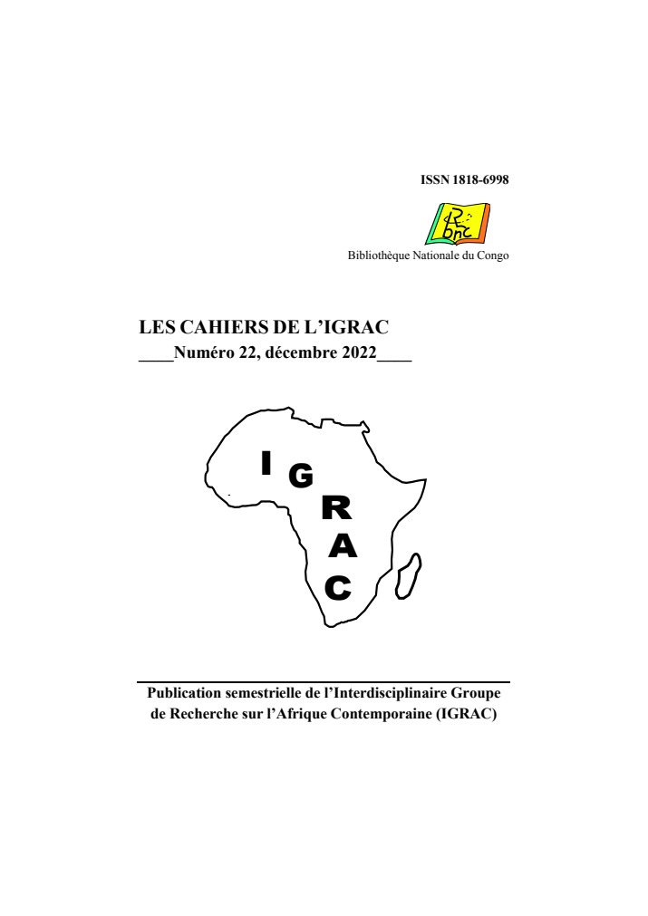 Couverture originale des Cahiers de l’IGRAC, n° 22 (2022)